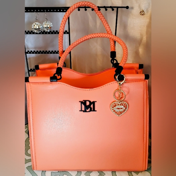 Badgley Mischka Handbags - Badgley Mischka Coral Color Vegan Leather . Satchel.NWT